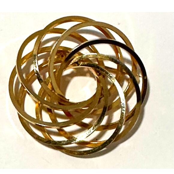 Gold Tone Brooch Pin Abstract Circle Design‎ Statement Jewelry - Picture 5 of 8